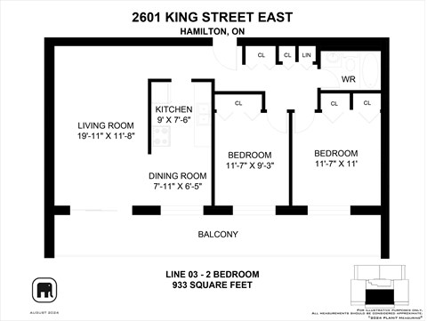 Floor plan for 2 beds, 1 bath
